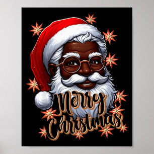 African American Santa Christmas Pajama Black X-ma Poster