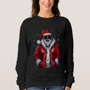 African American Santa Christmas Pajama Cool Black Sweatshirt