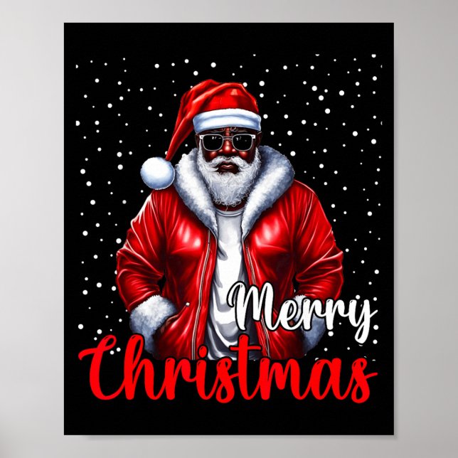 African American Santa Christmas Shirt Pajama Cool Poster (Front)
