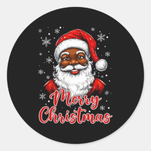 African American Santa Christmas Vintage Afro Blac Classic Round Sticker