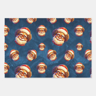 African American Santa Christmas Wrapping Paper