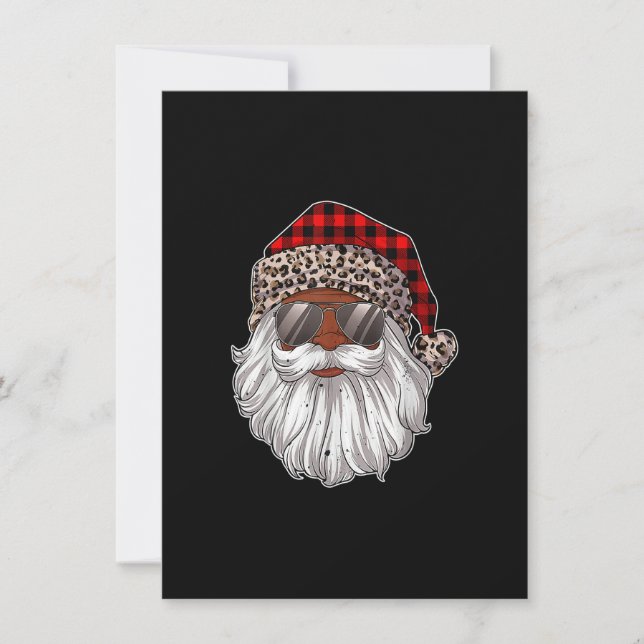 African American Santa Claus Black Christmas Leopa Invitation (Front)