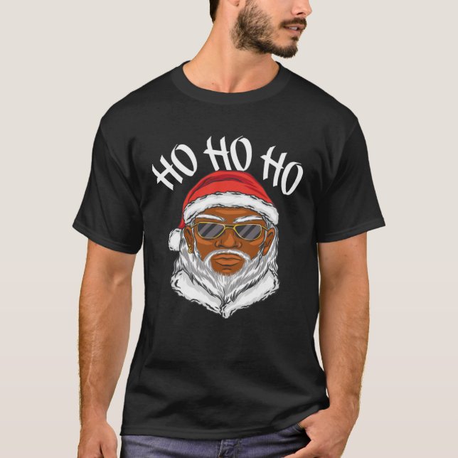 African American Santa Claus Black Father Christma T-Shirt (Front)