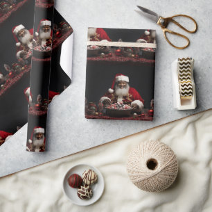 African American Santa Claus  Candy Wrapping Paper