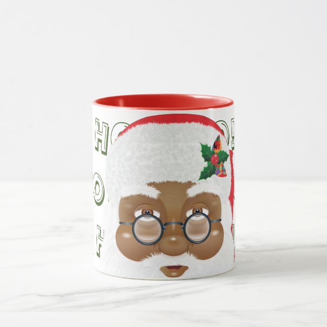 African American Santa Claus Christmas Holiday Mug (Center)