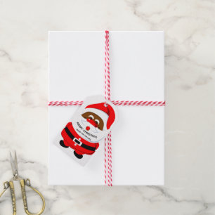 African-American Santa Claus Christmas holiday red Gift Tags