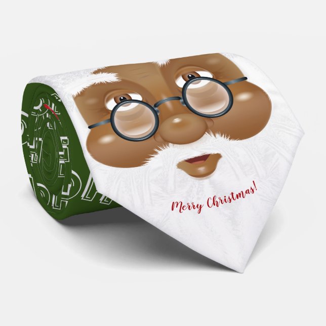 African American Santa Claus Christmas Holiday Tie (Rolled)