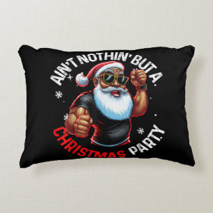 African American Santa Claus Christmas Pajama Accent Pillow