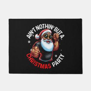 African American Santa Claus Christmas Pajama Doormat