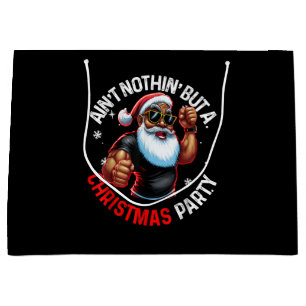 African American Santa Claus Christmas Pajama Large Gift Bag