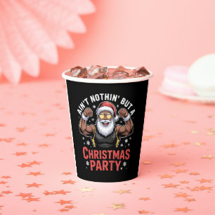 African American Santa Claus Christmas Pajama Paper Cups