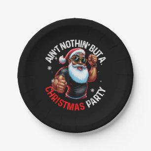 African American Santa Claus Christmas Pajama Paper Plate