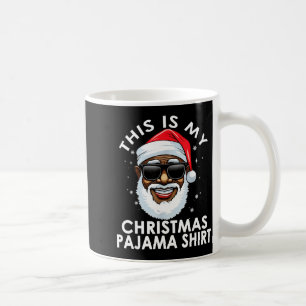 African American Santa Claus Christmas Pajama Shir Coffee Mug