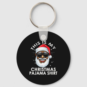 African American Santa Claus Christmas Pajama Shir Keychain