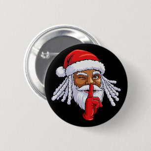 African American Santa Claus Christmas Party Decor 2 Inch Round Button