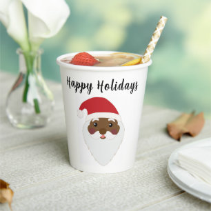  African American Santa Claus Face Paper Cups