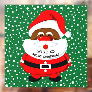 African-American Santa Claus green Christmas Window Cling
