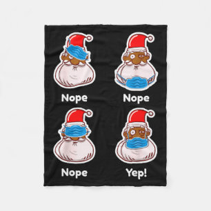 African American Santa Claus Matching Christmas Pa Fleece Blanket