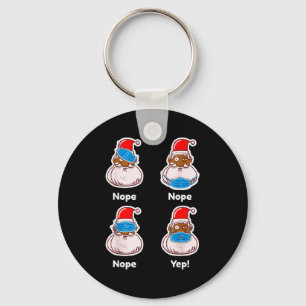African American Santa Claus Matching Christmas Pa Keychain