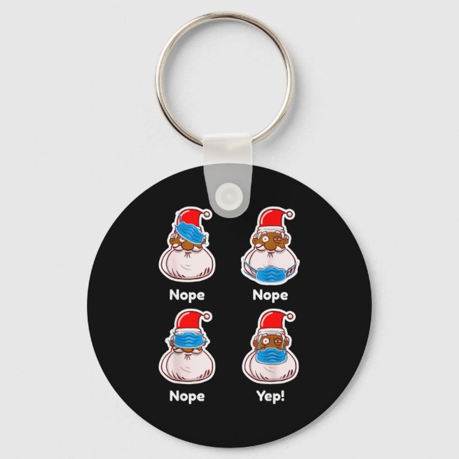 African American Santa Claus Matching Christmas Pa Keychain (Front)