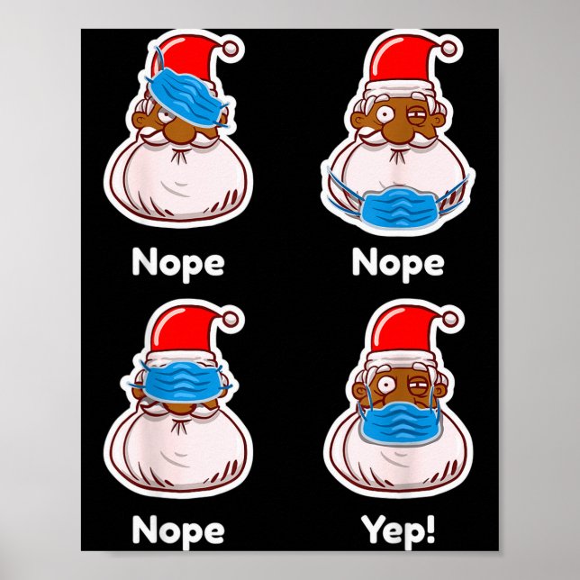 African American Santa Claus Matching Christmas Pa Poster (Front)