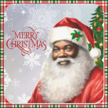 African American Santa Claus Merry Christmas Square Sticker<br><div class="desc">African American Santa Claus Merry Christmas Classic Round Sticker</div>
