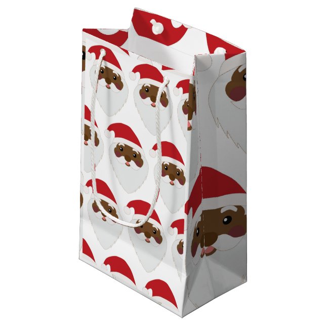 African American Santa Claus Small Gift Bag (Front Angled)
