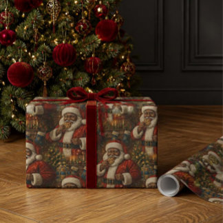 African American Santa Cookies Cozy Christmas Wrapping Paper