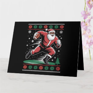  African American Santa Football Ugly Christmas Card
