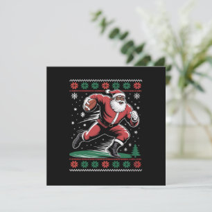 African American Santa Football Ugly Christmas Invitation