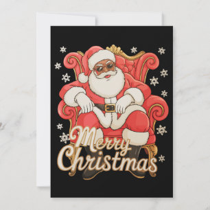 African American Santa Merry Christmas Xmas Holiday Card