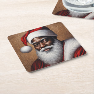 African American Santa Paper Coasters