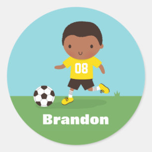 African American Soccer Footballer Boy Sticker