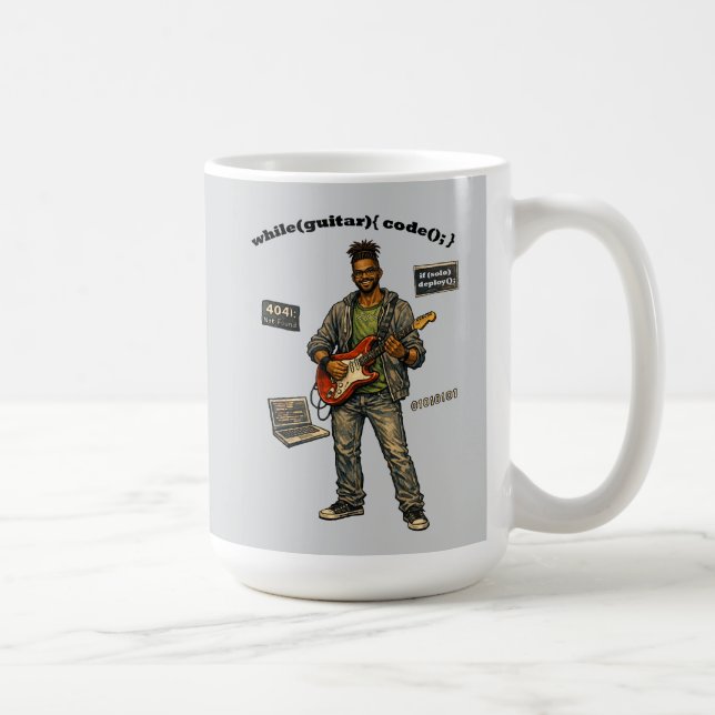 African American Software Engineer Guitar Player Coffee Mug (Right)
