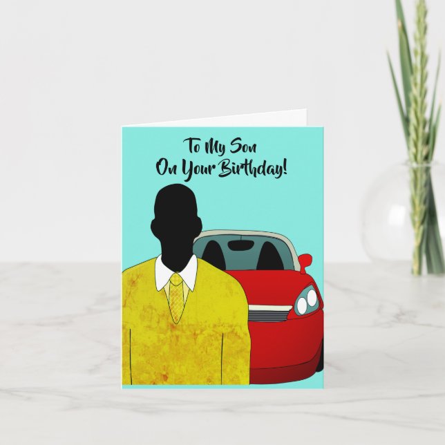 African American Son Happy Birthday  Card (Front)