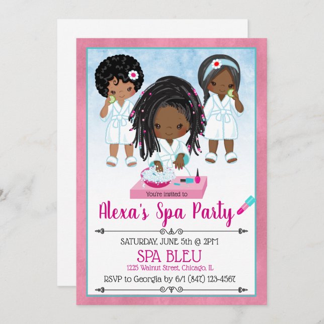 African American Spa Party Invitation (Front/Back)