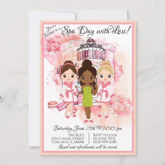 African American Spa Party Invitation (Front)