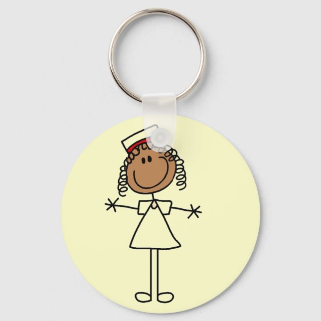 African American Stick Figure Tshirts and Gifts Keychain (Front)