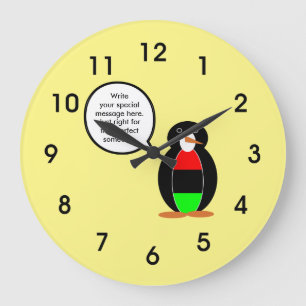 African American Talking Penguin Large Clock