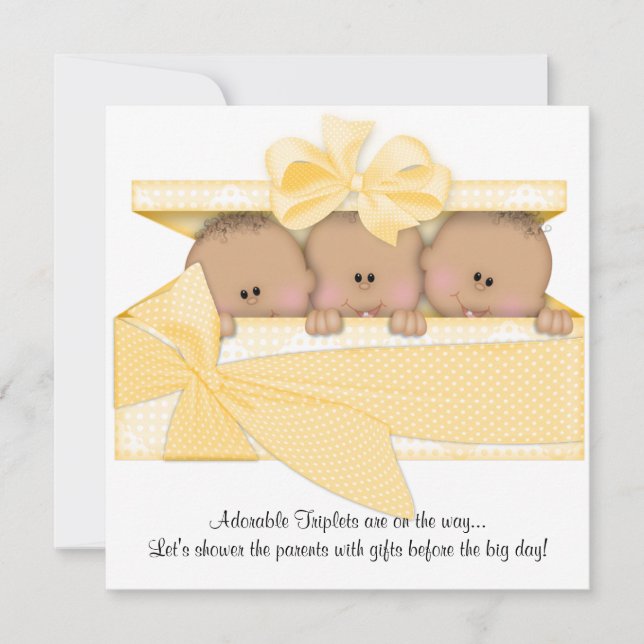African American Triplet Baby Shower Invitation (Front)