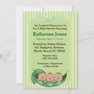 African American Triplets Boy Baby Shower Invites
