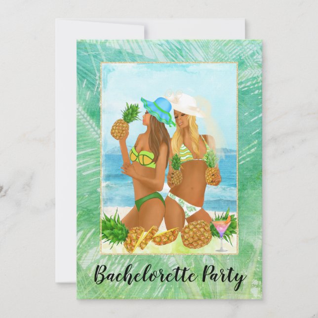 African American Tropical Bachelorette Party Invit Invitation (Front)