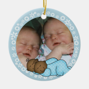African American Twin Boys 1er ornement de Noël