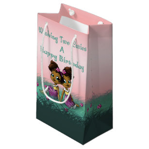 African American Twin Girls Birthday Small Gift Bag