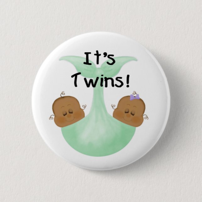African American Twins 2 Inch Round Button (Front)