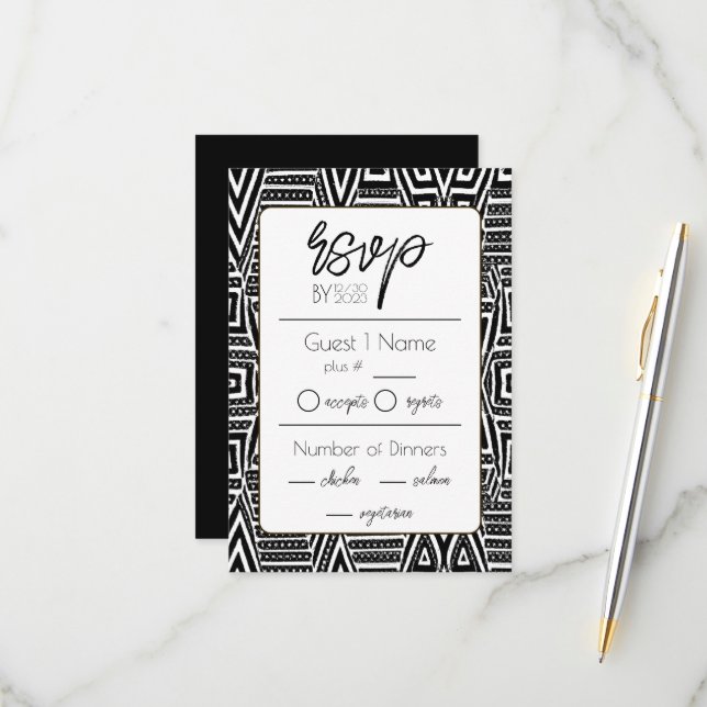 African American Wedding RSVP Card (Front/Back In Situ)