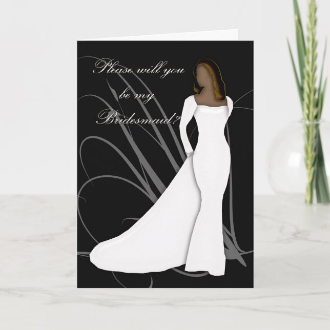 African American Will you be my bridesmaid black a Invitation (Front)