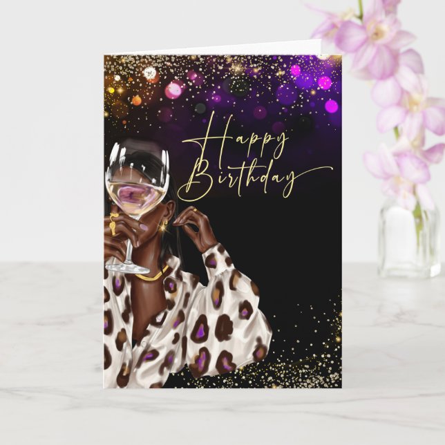 African American Woman Birthday Cards (Orchid)