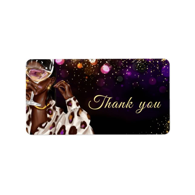 African American Woman Birthday Label (Front)