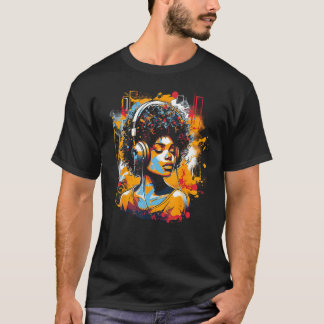 African American Woman Black Girl Music Graffiti G T-Shirt